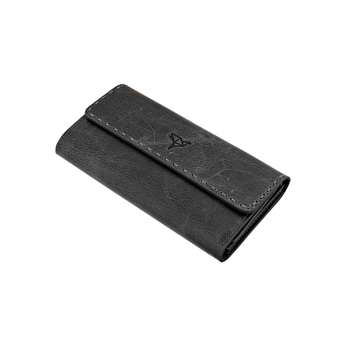 Zoozie Bags Pavia Cartera de Mujer Negra en Piel Auténtica Elegante y Sofisticada con Múltiples Compartimentos, L:19cm, An:2cm, Al:10cm